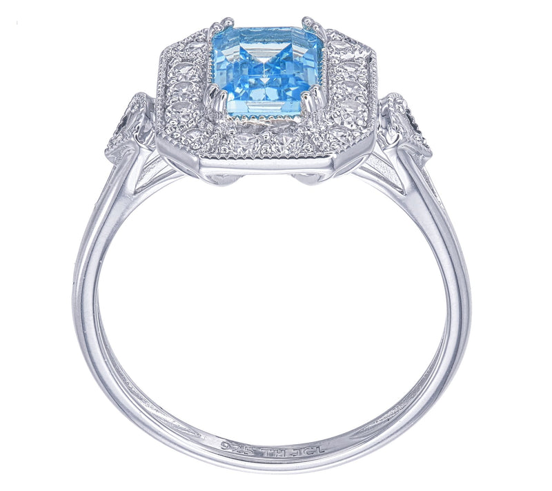 Affinity Gems Emerald Cut Center w/ Halo Ring,Sterling Silver — View 12
