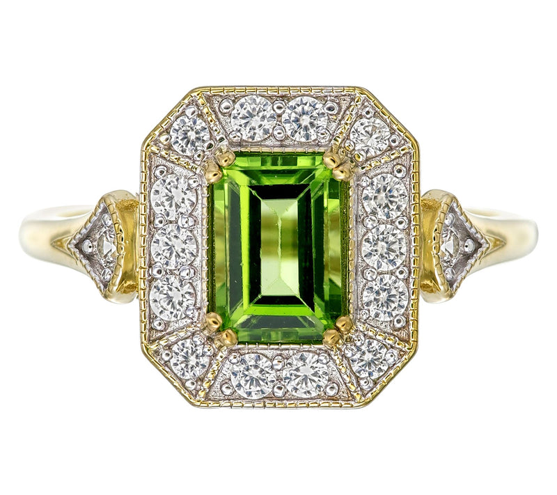 Affinity Gems Emerald Cut Center w/ Halo Ring,Sterling Silver — View 3