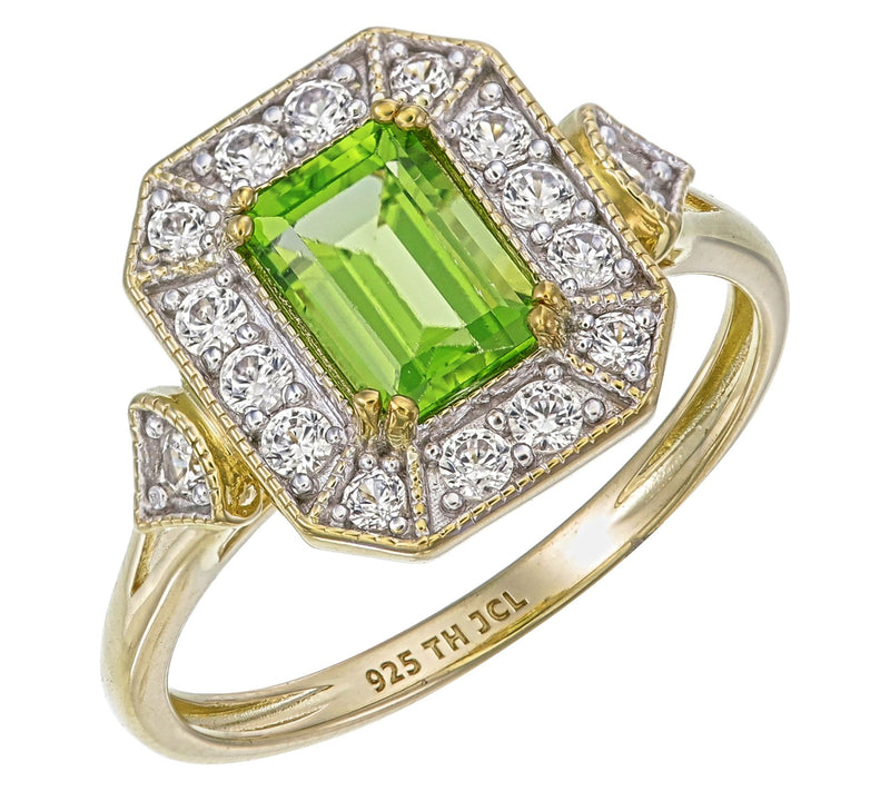 Affinity Gems Emerald Cut Center w/ Halo Ring,Sterling Silver — View 9
