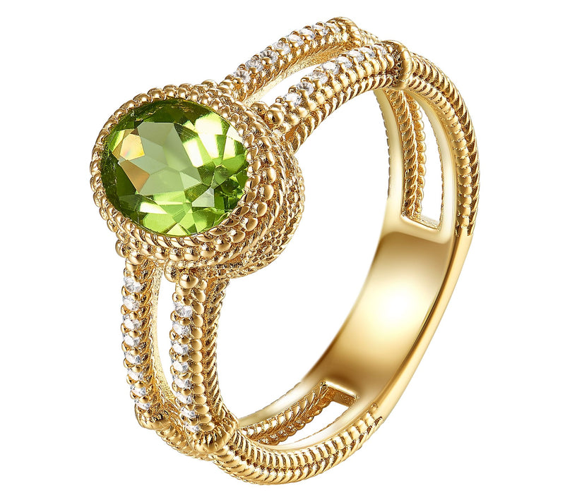 Affinity Gems Oval Gemstone Split Band Ring, 14K Gold Plated — View 5