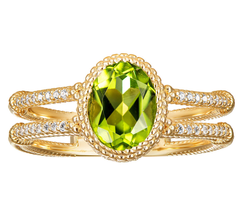 Affinity Gems Oval Gemstone Split Band Ring, 14K Gold Plated — View 11
