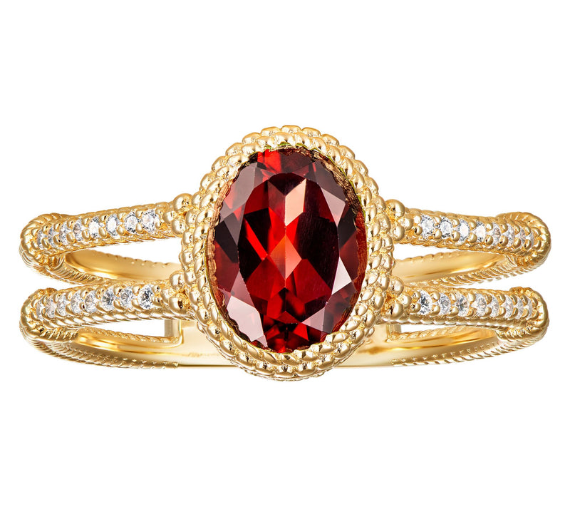 Affinity Gems Oval Gemstone Split Band Ring, 14K Gold Plated — Main view