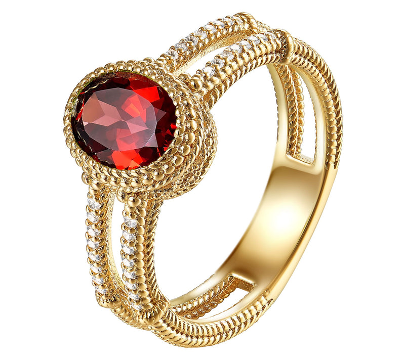 Affinity Gems Oval Gemstone Split Band Ring, 14K Gold Plated — View 2