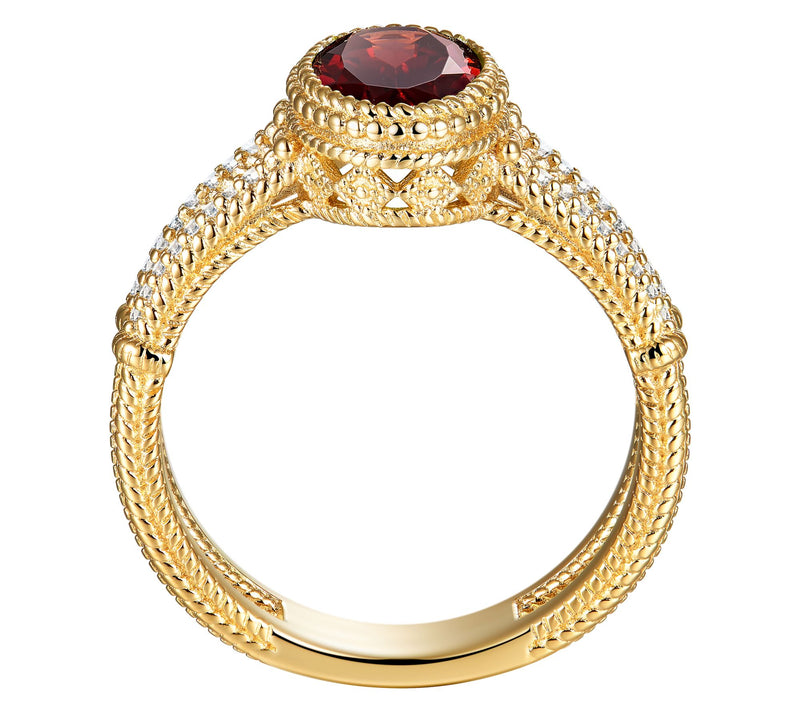 Affinity Gems Oval Gemstone Split Band Ring, 14K Gold Plated — View 3