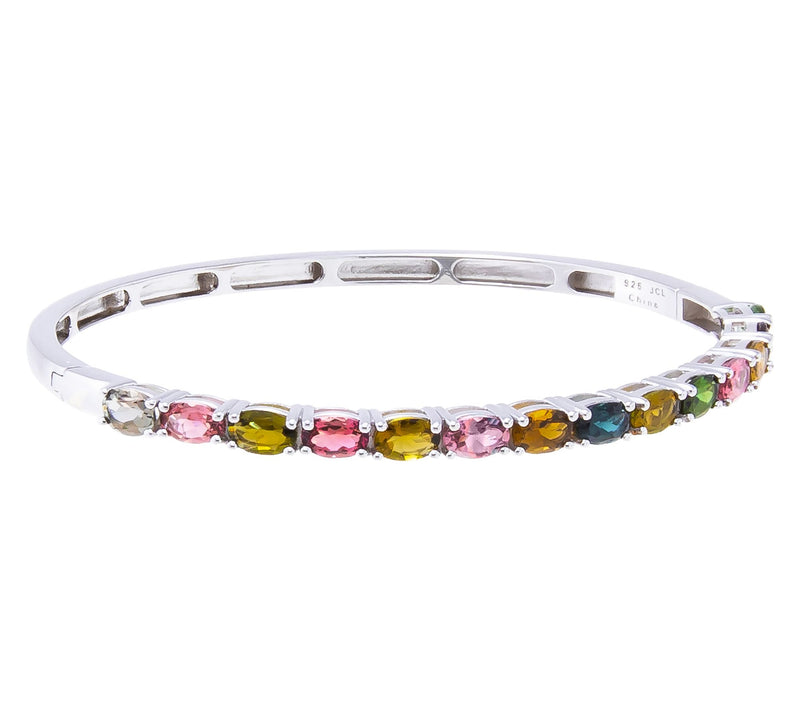 Affinity Gems Oval Cut Gemstone Bangle, Sterling Silver — View 8