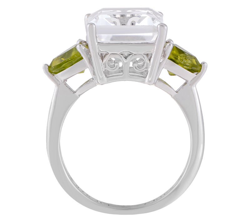 Affinity Gems Arkansas Quartz & Peridot Ring, Sterling Silver — View 3