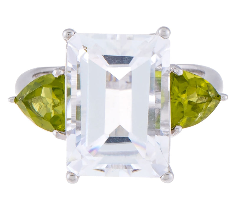 Affinity Gems Arkansas Quartz & Peridot Ring, Sterling Silver — View 2