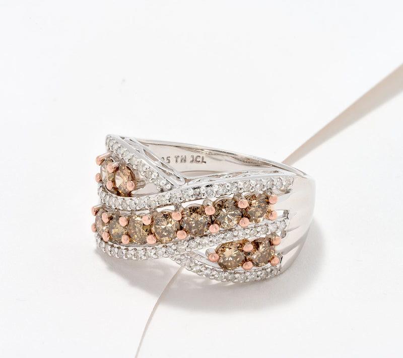 Affinity Diamonds Colored 1.55 cttw Highway Ring, Sterling — View 3