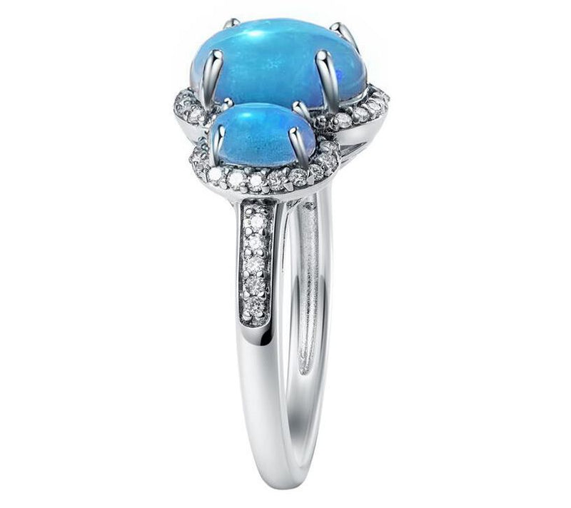 Affinity Gems Opal & White Zircon Ring, Sterling Silver — View 7