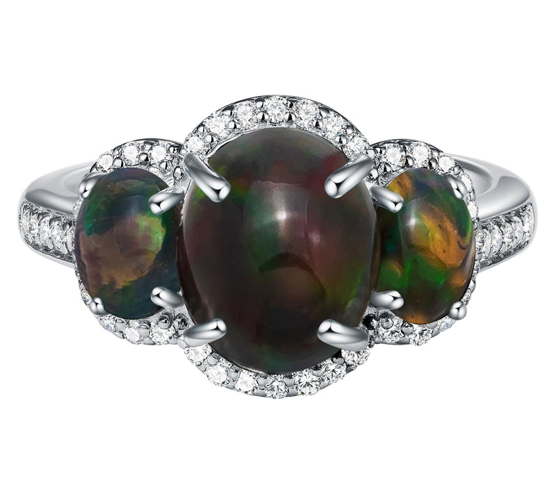 Affinity Gems Opal & White Zircon Ring, Sterling Silver — View 4