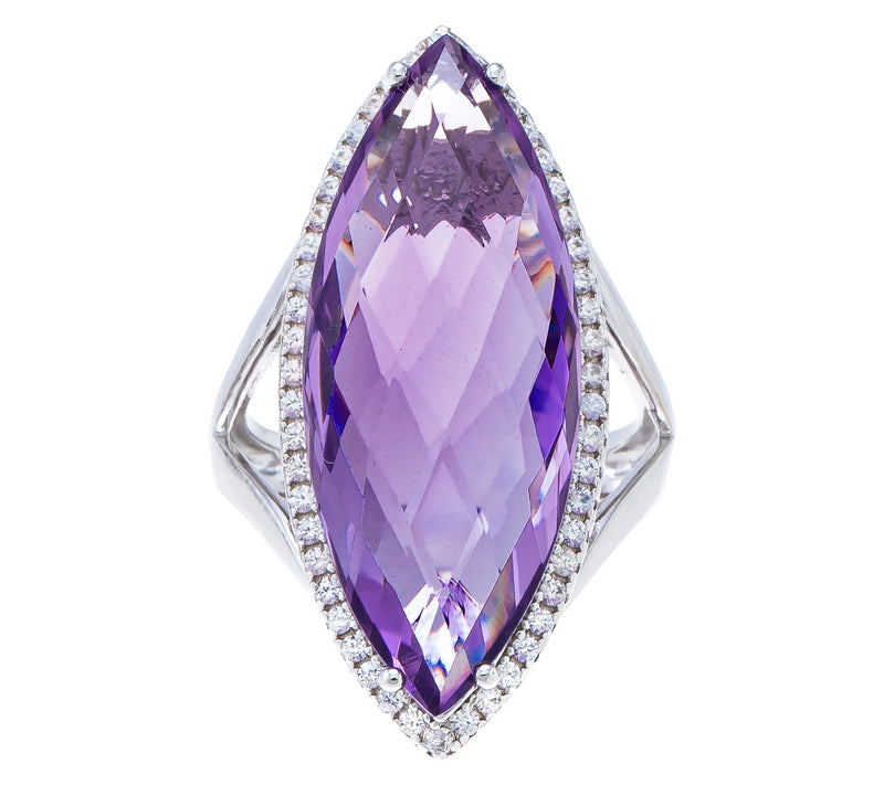 Affinity Gems Amethyst & White Zircon CocktailRing, Sterling — View 3