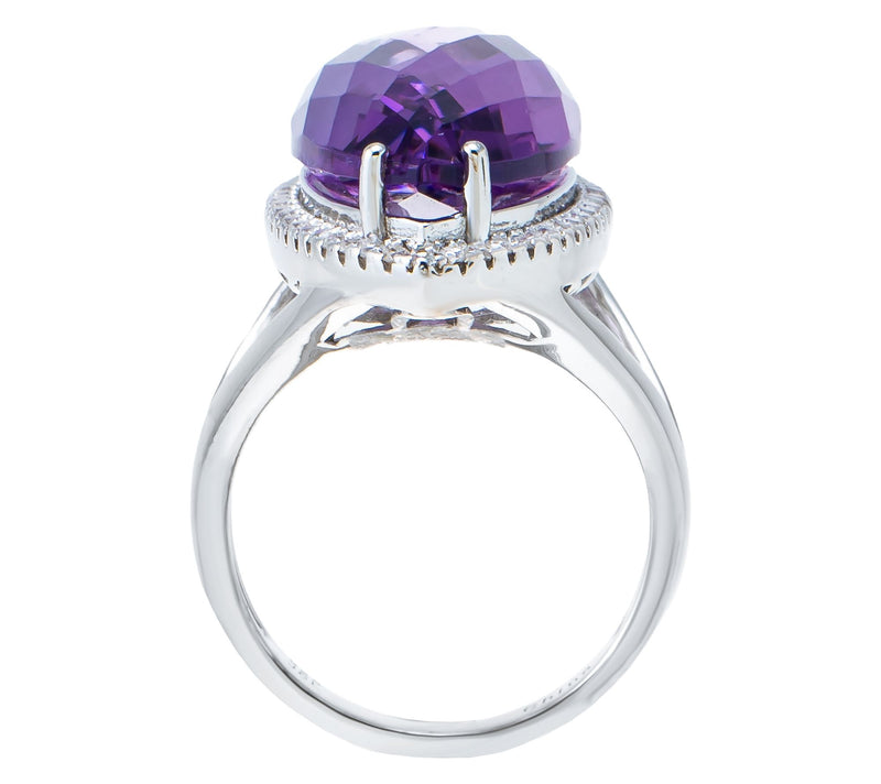 Affinity Gems Amethyst & White Zircon CocktailRing, Sterling — View 2