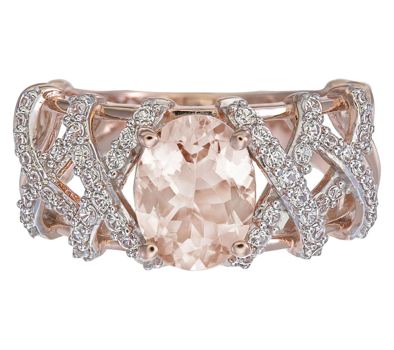 Affinity Gems Morganite & White Zircon  Ring, Sterling Silver — Main view