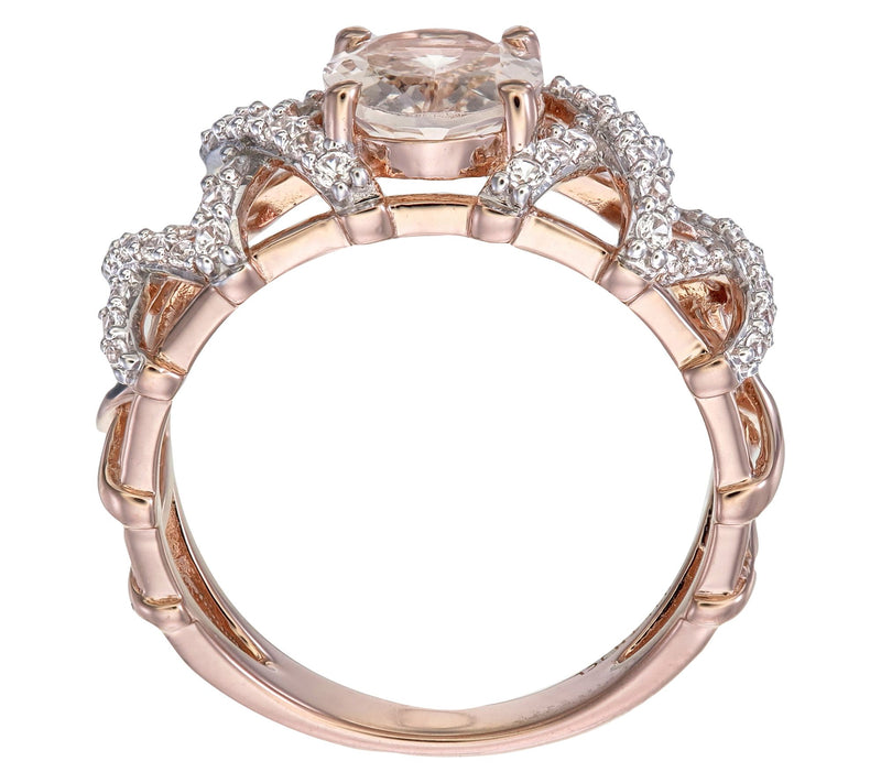 Affinity Gems Morganite & White Zircon  Ring, Sterling Silver — View 2