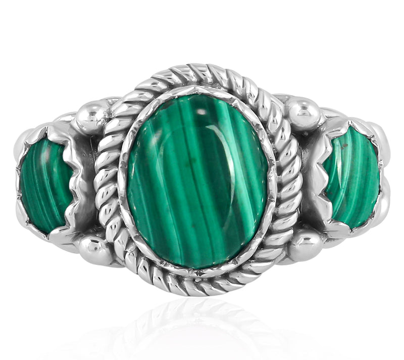American West Sterling Silver Gemstone 3-StoneRope Ring — View 16