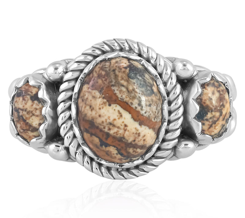 American West Sterling Silver Gemstone 3-StoneRope Ring — View 17