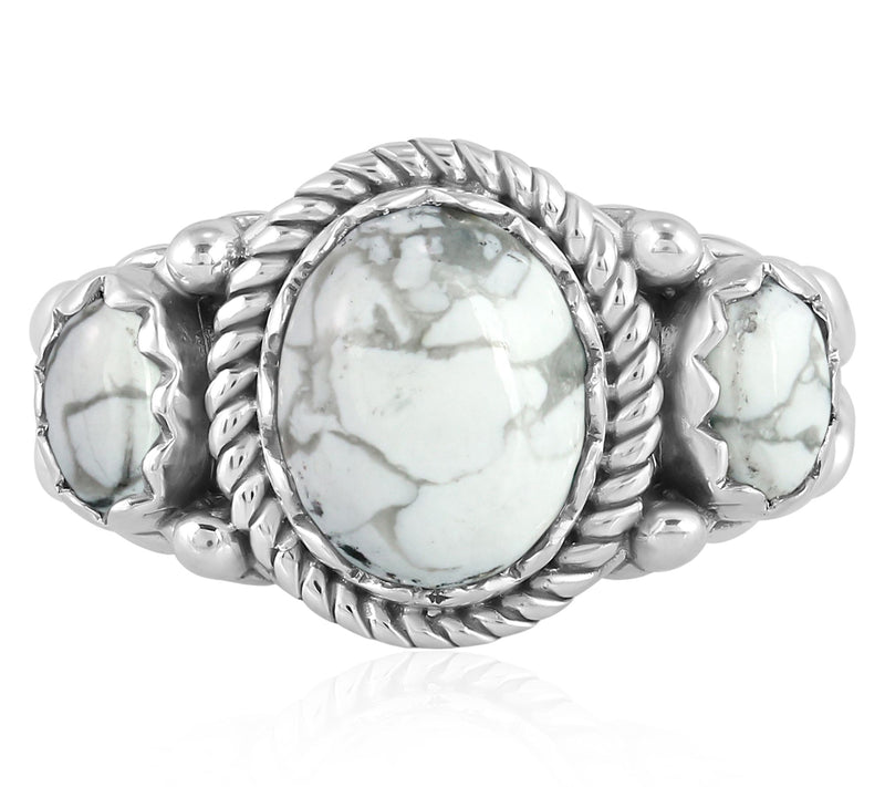American West Sterling Silver Gemstone 3-StoneRope Ring — View 18