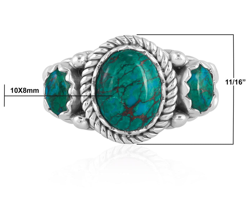 American West Sterling Silver Gemstone 3-StoneRope Ring — View 7