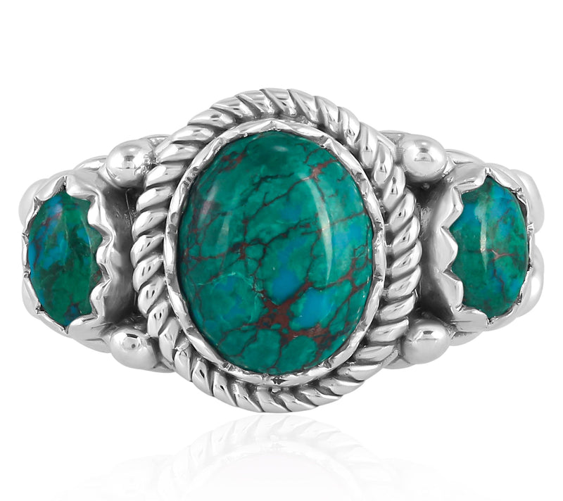American West Sterling Silver Gemstone 3-StoneRope Ring — Main view