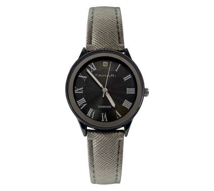Tahari Women's Gunmetal Stainless Diamond Accent Watch