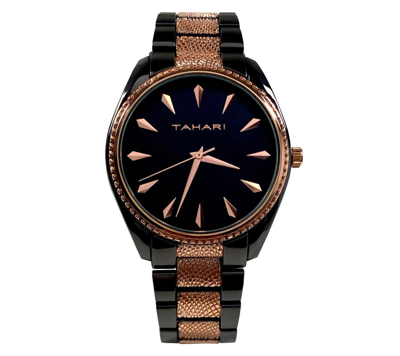 Tahari Women's Black & Rosetone Stainless SteelWatch — View 3