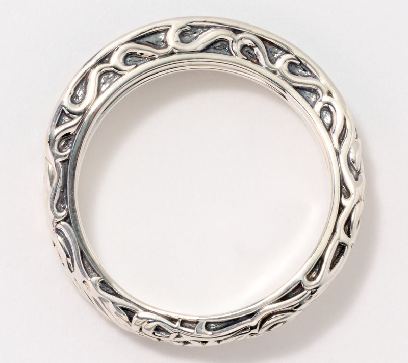 Third Person Sterling Silver Pave Gemstone Swirl Band Ring — View 11