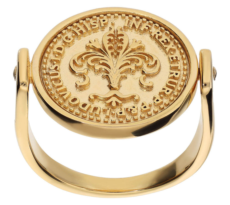 Italian Silver Fleur-de-Lis Coin Ring, Sterling — View 8