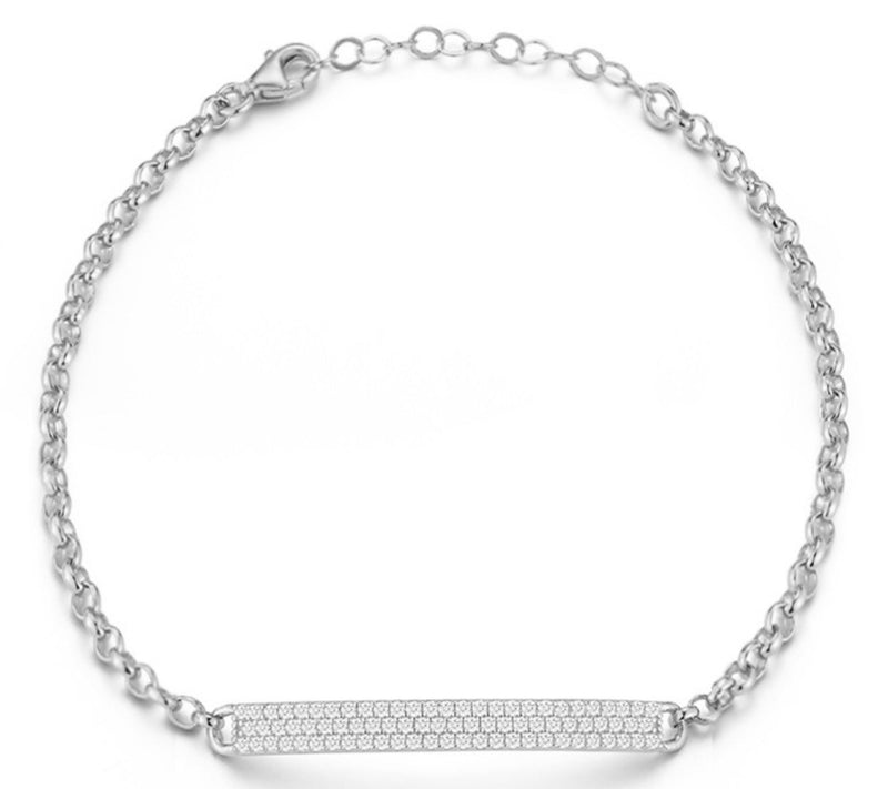 Sterlina Silver Thin Pave Tag Bracelet, Sterling — View 9