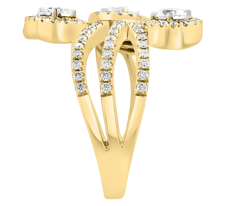 Effy Marquise 1.00 cttw Mutli-Cut Diamond Ring,14K Gold — View 3
