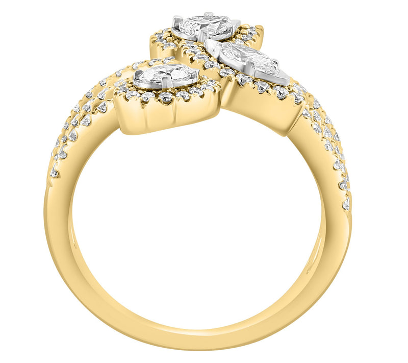 Effy Marquise 1.00 cttw Mutli-Cut Diamond Ring,14K Gold — View 2