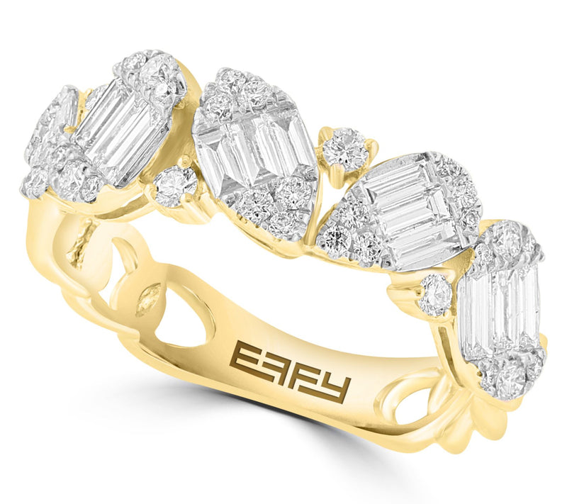 Effy 1.00 cttw Diamond Geometric Band Ring, 14KGold — Main view