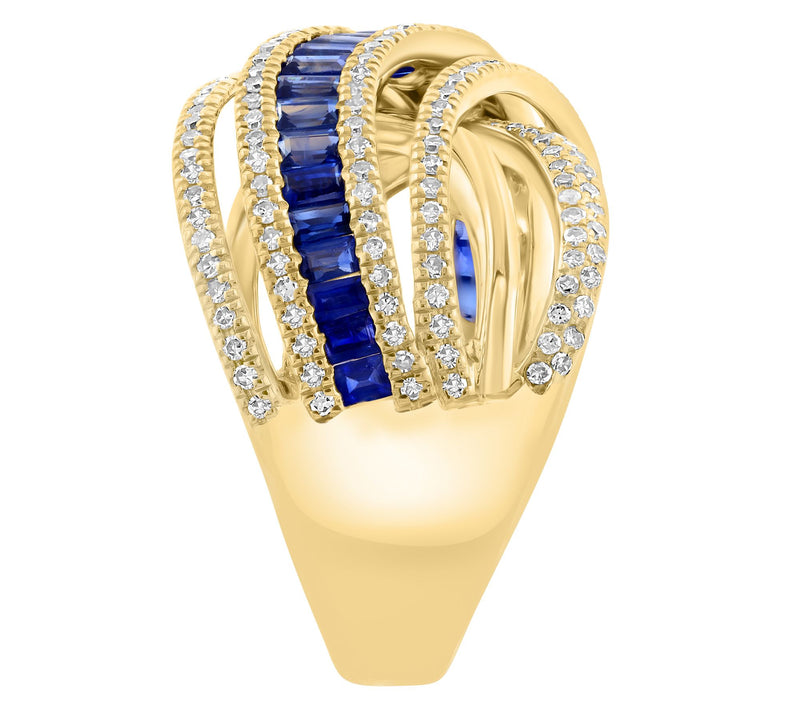 Effy Diamond & Sapphire Bypass Ring, 14K Gold — View 3