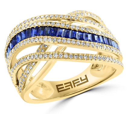 Effy Diamond & Sapphire Bypass Ring, 14K Gold