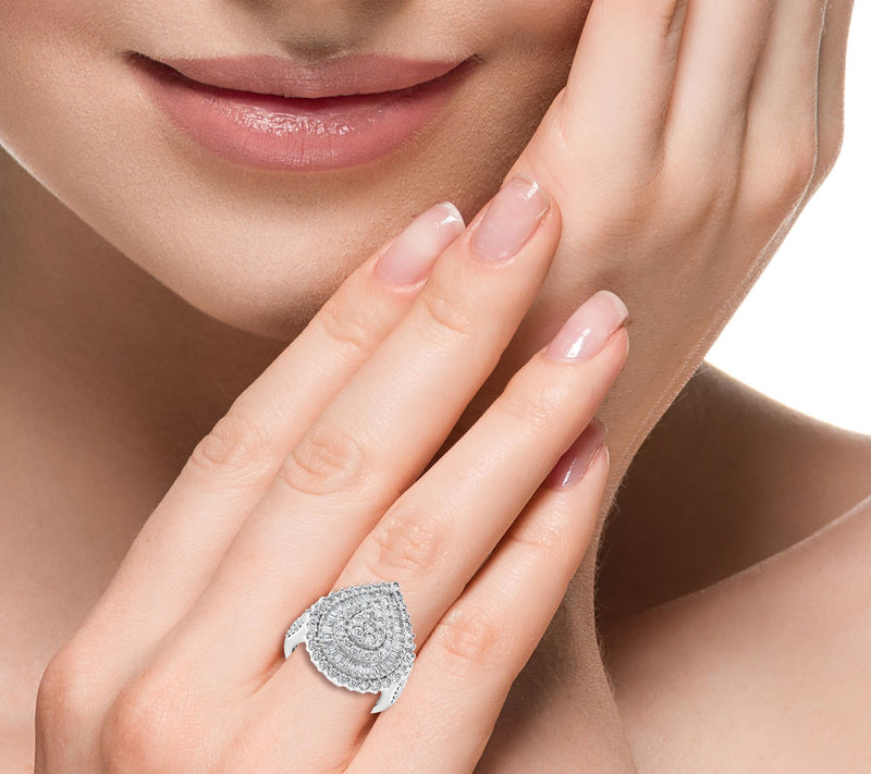 Effy 1.90 cttw Diamond Pear Cut Halo Ring, 14KWhite Gold — View 4