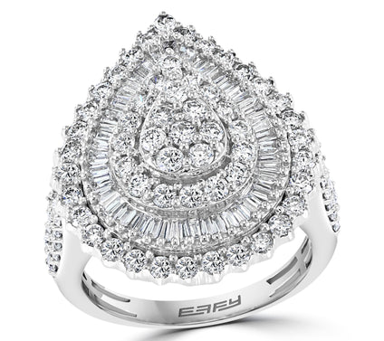 Effy 1.90 cttw Diamond Pear Cut Halo Ring, 14KWhite Gold