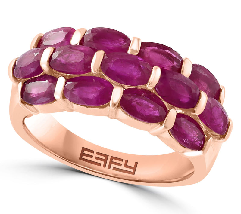 Effy 4.05 cttw Ruby Multi-Row Ring, 14K Rose Gold — Main view
