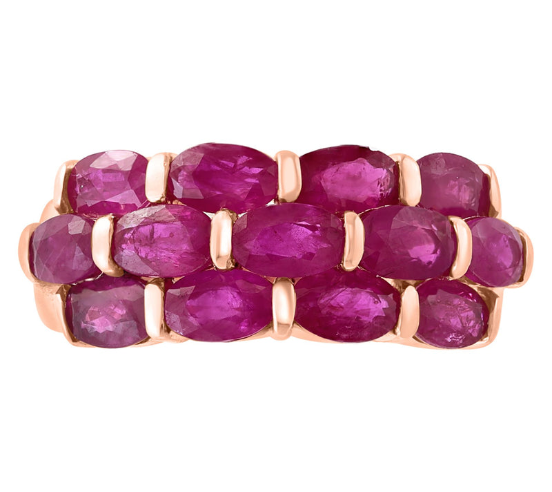 Effy 4.05 cttw Ruby Multi-Row Ring, 14K Rose Gold — View 2