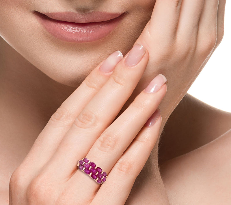 Effy 4.05 cttw Ruby Multi-Row Ring, 14K Rose Gold — View 4