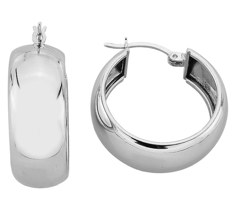 Silver Style Wide Domed 1" Hoop Earrings, Sterling — Main view
