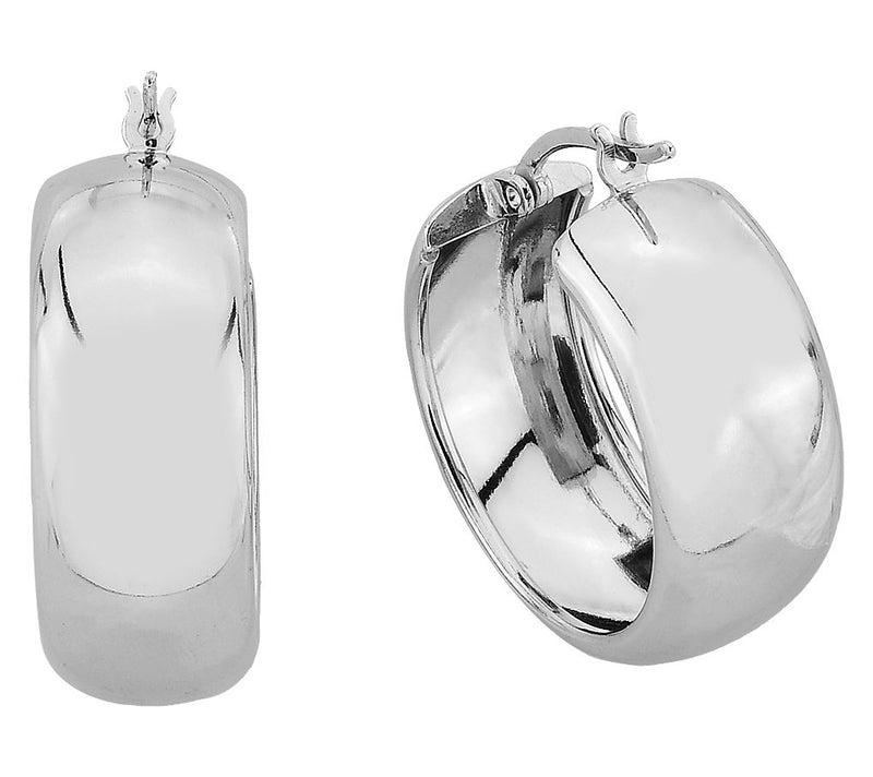 Silver Style Wide Domed 1" Hoop Earrings, Sterling — View 2