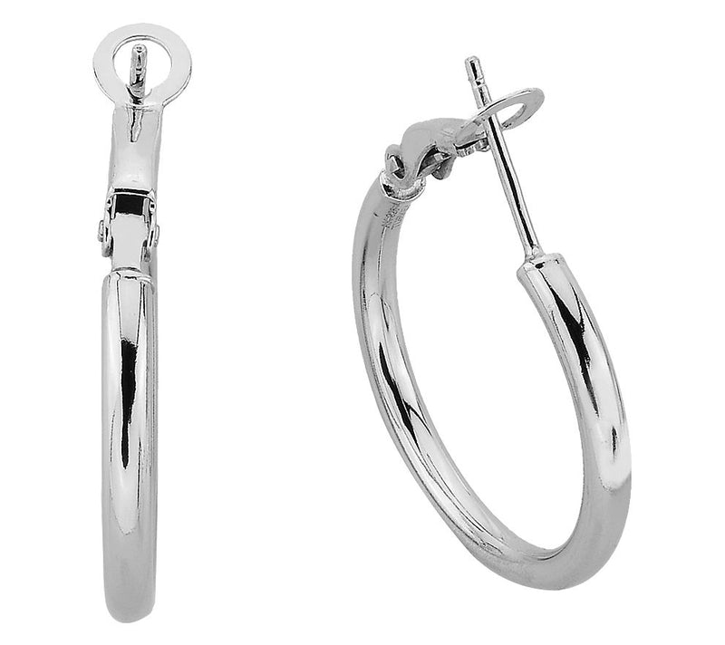 Silver Style 1" Omega Back Hoop Earrings, Sterling — View 2