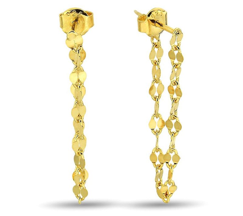 Silver Style Mirror Link Chain Drop Earring, Sterling — View 2