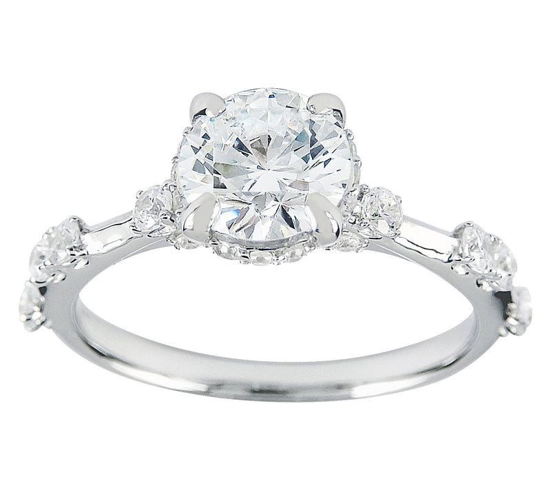 Diamonique 1.30 cttw Solitaire & Station Ring,Sterling Silver — View 5