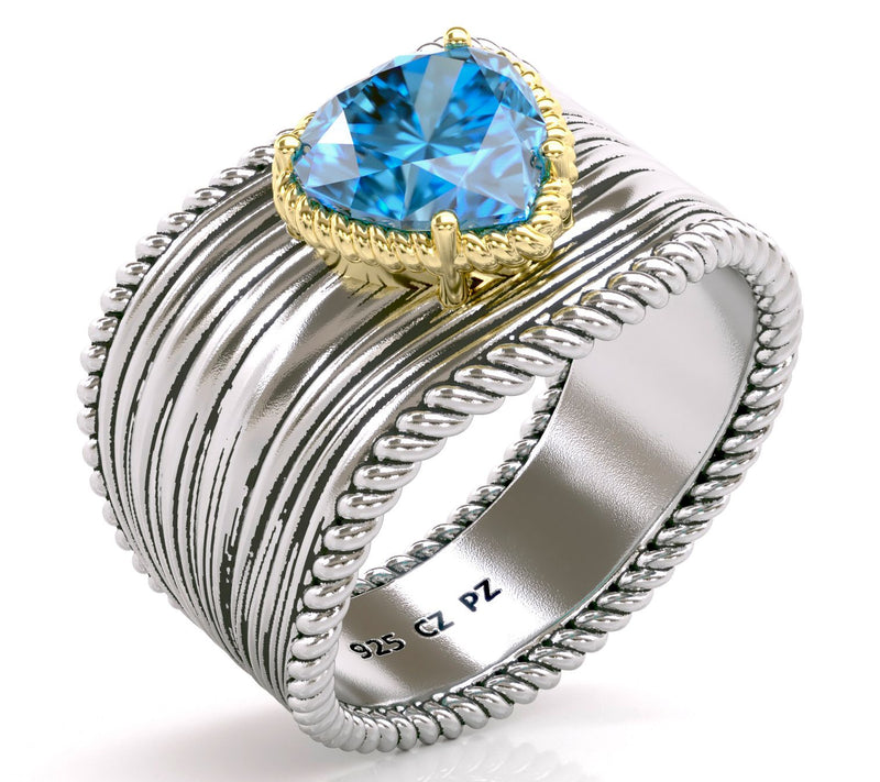 Diamonique Two-Tone 2.10 cttw Heart  Ring, Sterling Silver — View 4