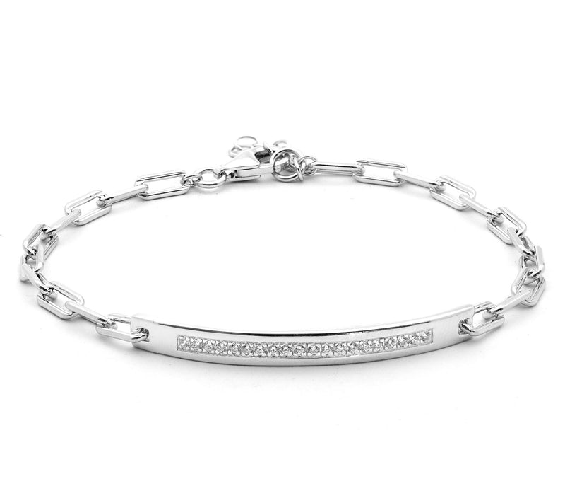 Diamonique 0.30 cttw Curved Bar Bracelet, Sterling Silver — Main view