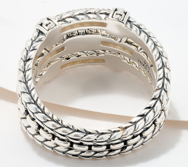 JAI Sterling Silver Pave Diamond Triple Row Ring, 0.25ct — View 2