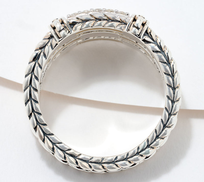 JAI Sterling Silver Pave Diamond Triple Row Ring, 0.25ct — View 3