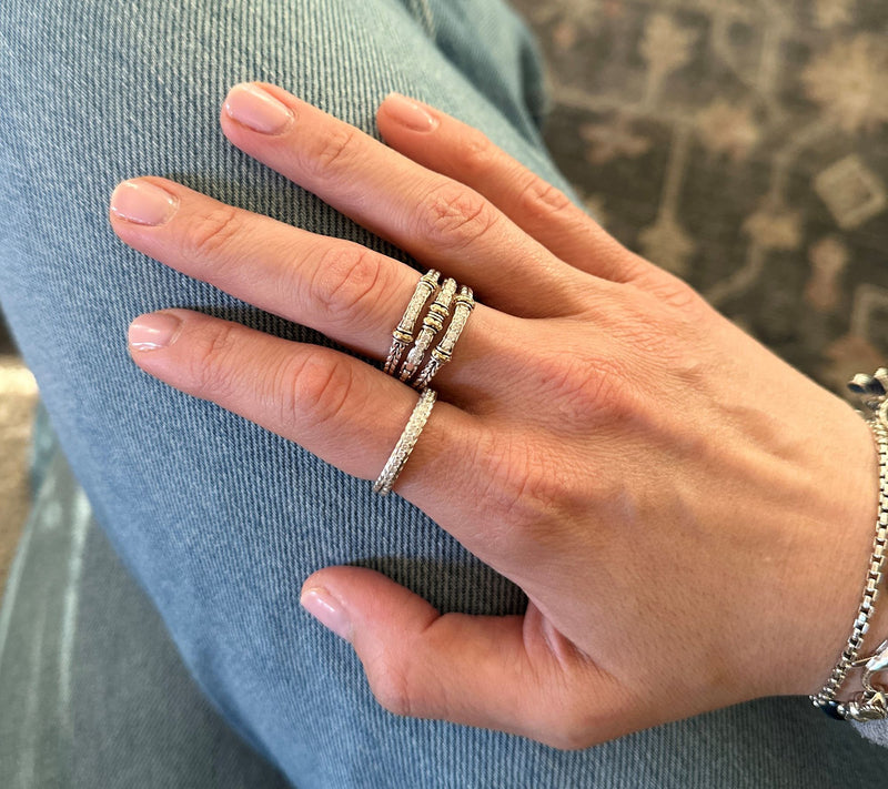 JAI 14K Gold & Sterling Silver Diamond Triple Row Ring — View 6