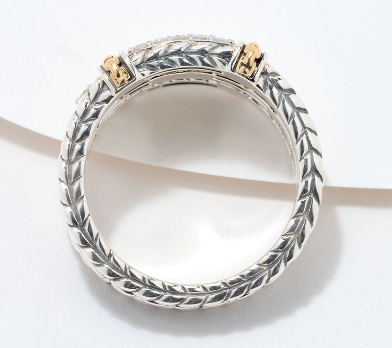 JAI 14K Gold & Sterling Silver Diamond Triple Row Ring — View 3