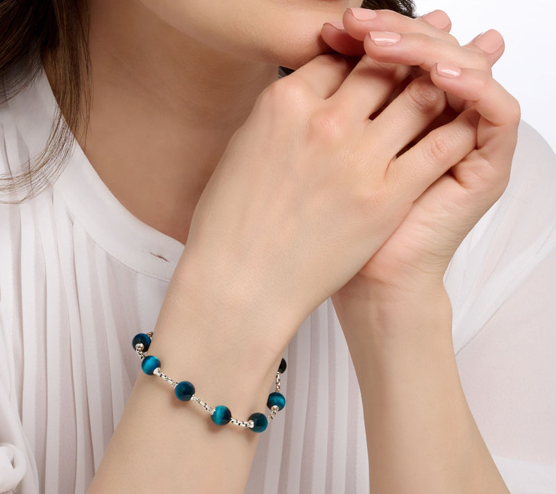 JAI Sterling Silver Gemstone Bead 2.7mm Box Chain Bracelet — View 5